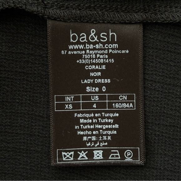 BA&SH Coralie Faux Wrap Dress Size 4 Int'l XS Black Asymmetrical Sleeveless - Picture 14 of 16